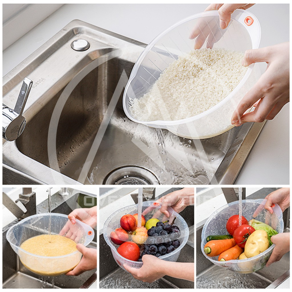 日本製 瀝水洗米籃／洗米盆 洗米器 蔬果清洗籃 洗豆盆 洗米碗 洗水果籃 淘米器 瀝水盆 濾水籃 蔬果盆【超越巔峰】-細節圖7