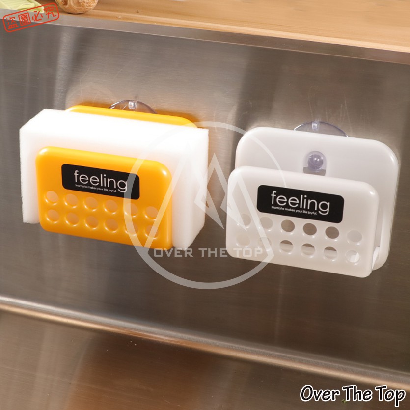 日本製 海棉置物架／菜瓜布置物架 收納架 置物籃 海棉架 洗手槽置物收納架 無痕菜瓜布架 吸盤式收納置物架【超越巔峰】-細節圖4