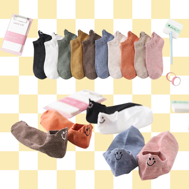 現貨-襪子 袜子 地板襪 笑臉襪 笑臉短襪 帆船襪 踝襪 學生襪 微笑短襪 薄款 隱形襪 便宜襪子 純色襪 素色襪-細節圖12