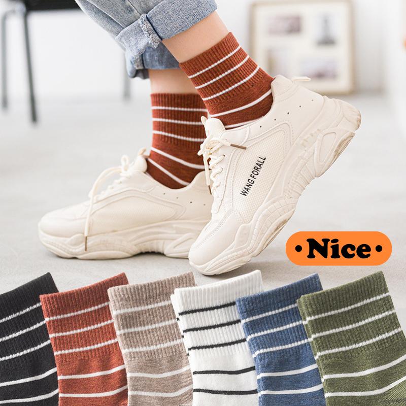 現貨-襪子 條紋中筒襪 學生襪 條紋襪子 中筒襪 潮流百搭 韓版襪子 女生襪子 襪子女 棉襪 女襪 襪子 條紋襪-細節圖3