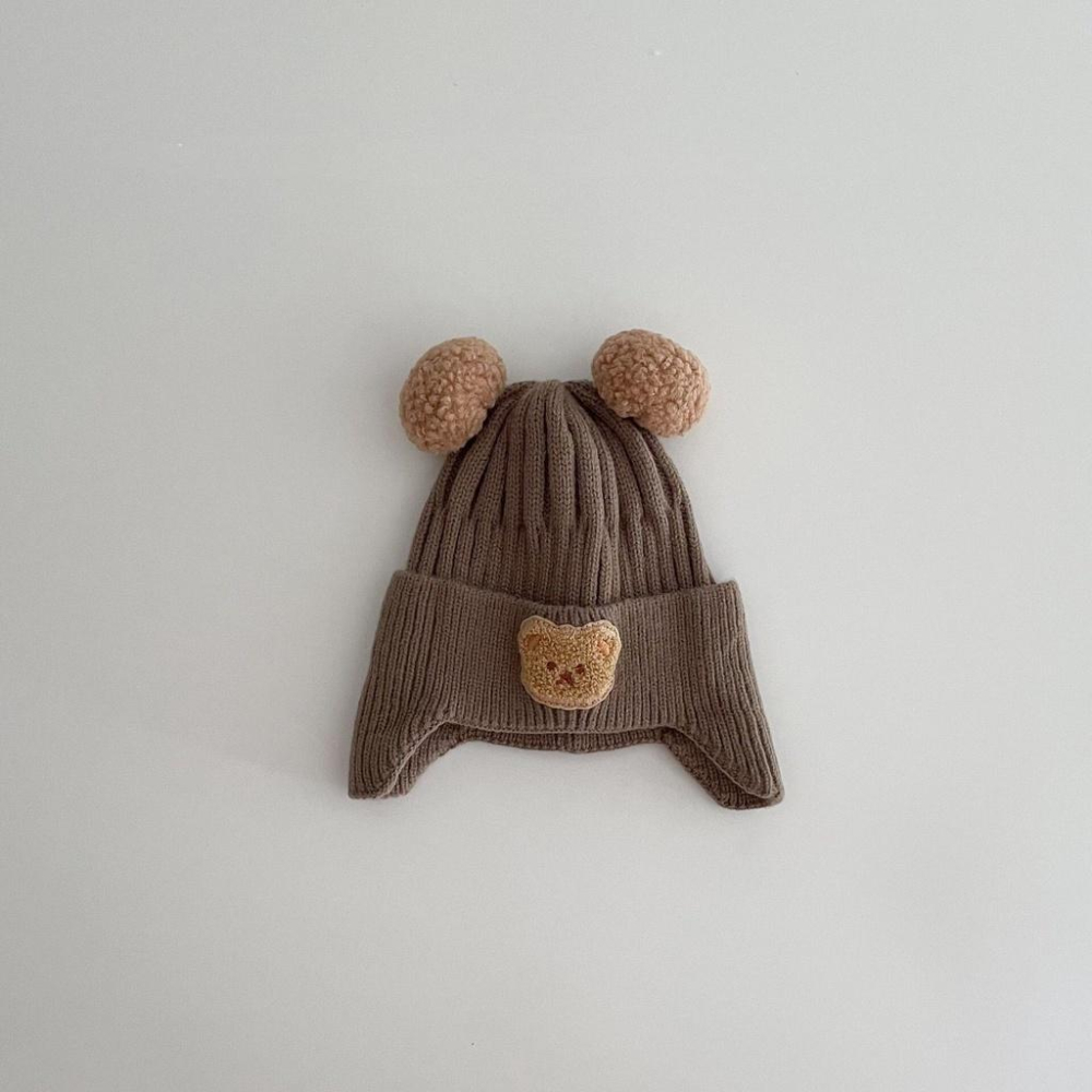 熊熊毛線帽 兒童針織帽 防風護耳帽 寶寶保暖帽-細節圖2