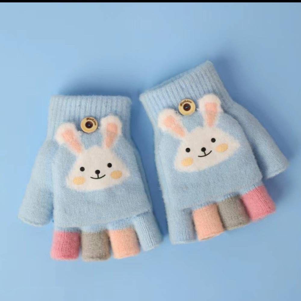 兒童兔兔/小手女大人翻蓋手套 半指手套 保暖手套 兒童手套 5色可選-細節圖7