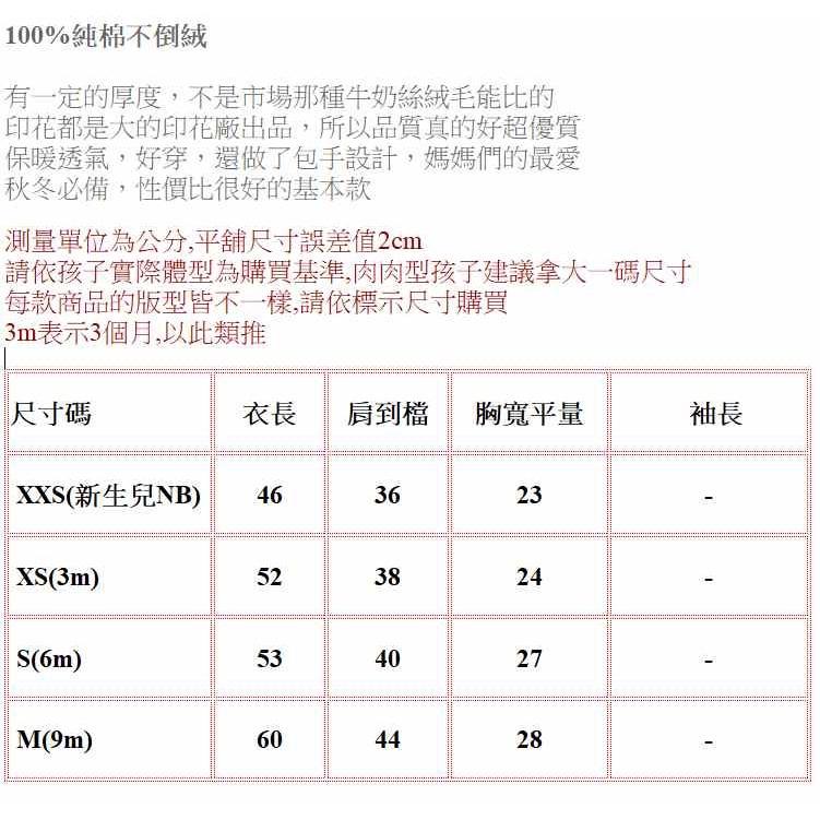 不倒絨印花包腳連身衣/包手連身衣/側開連身衣/嬰兒連身衣/嬰兒長袖連身衣NB/3m/6m/9m-細節圖2