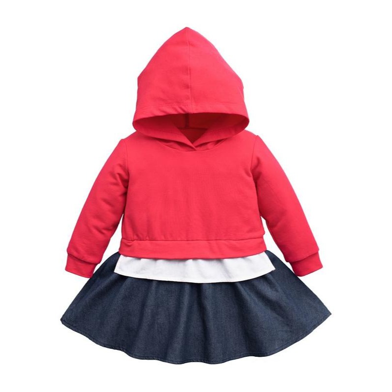 5折出清~台灣現貨 假2件連帽洋裝9m/12m/18m/24m-規格圖2