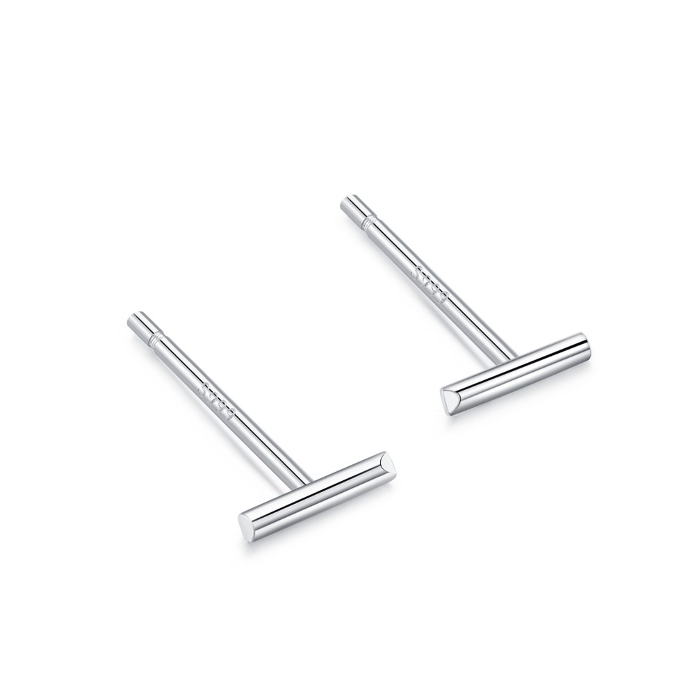 99純銀15-T字耳釘