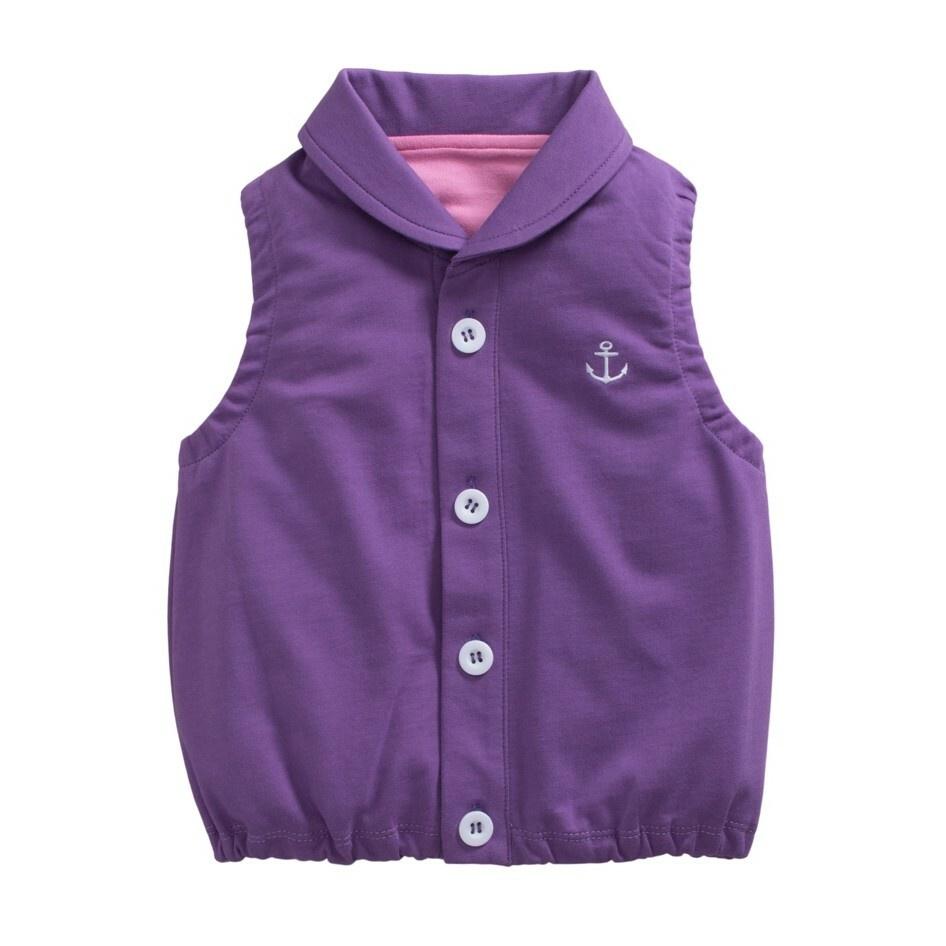 5折出清~台灣現貨 海軍標純棉毛圈有領小背心-86/90/95/100-細節圖2