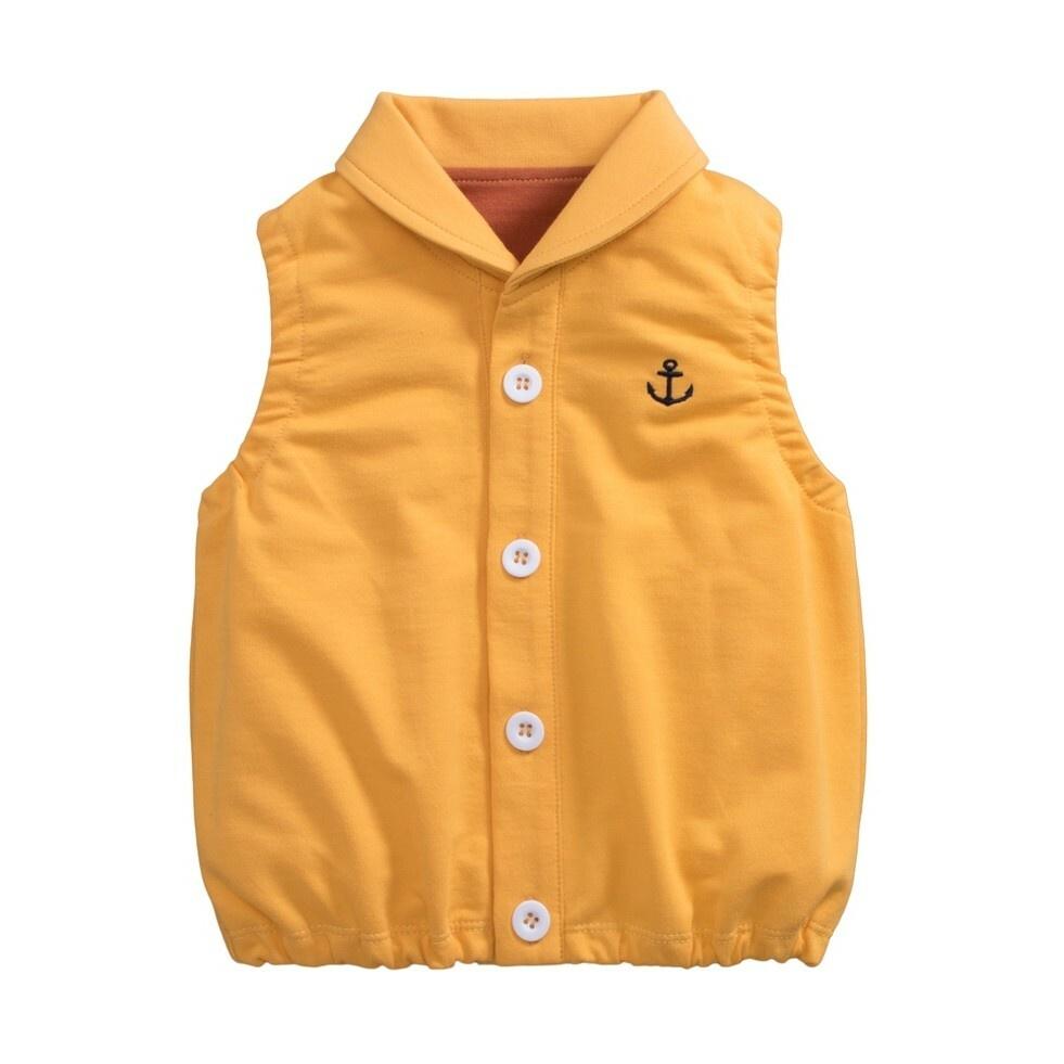 5折出清~台灣現貨 海軍標純棉毛圈有領小背心-86/90/95/100-細節圖4