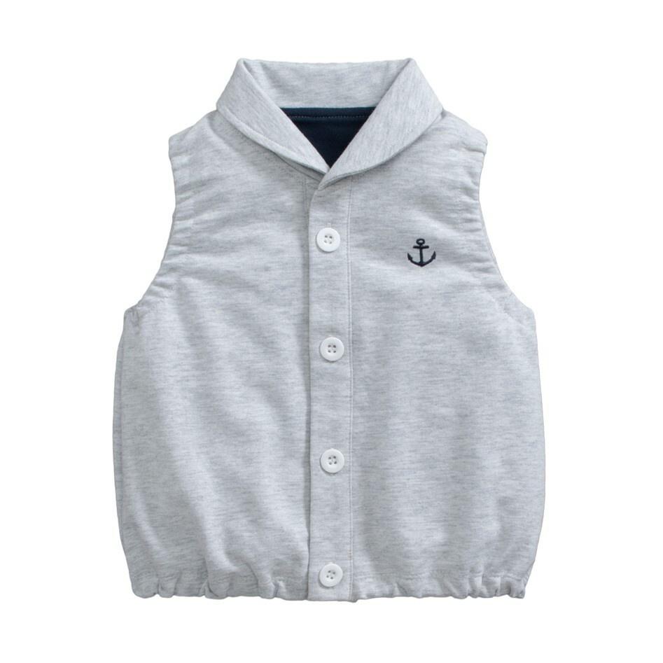 5折出清~台灣現貨 海軍標純棉毛圈有領小背心-86/90/95/100-細節圖5