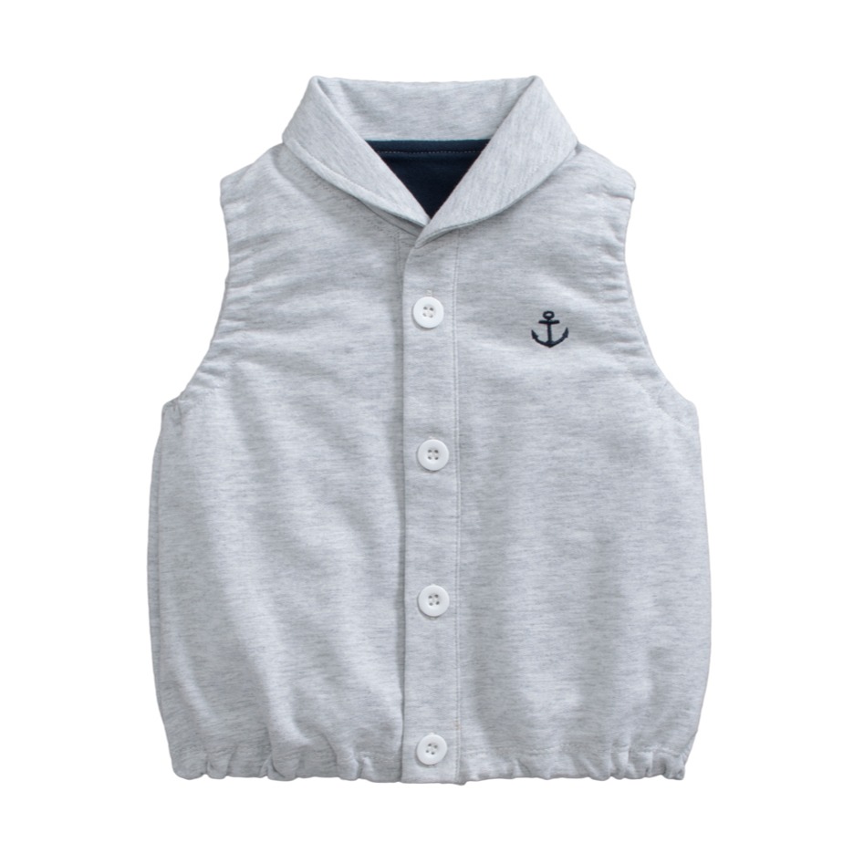 5折出清~台灣現貨 海軍標純棉毛圈有領小背心-86/90/95/100-規格圖7