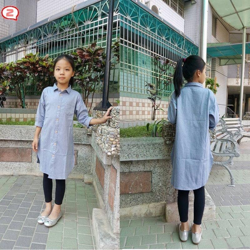 5折出清~高級精梳棉長版襯衫/女童外套/女童上衣/長袖上衣/親子裝/長版上衣-100/110/120/130/140/1-細節圖5