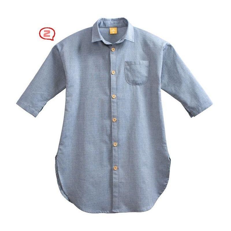 5折出清~高級精梳棉長版襯衫/女童外套/女童上衣/長袖上衣/親子裝/長版上衣-100/110/120/130/140/1-細節圖6