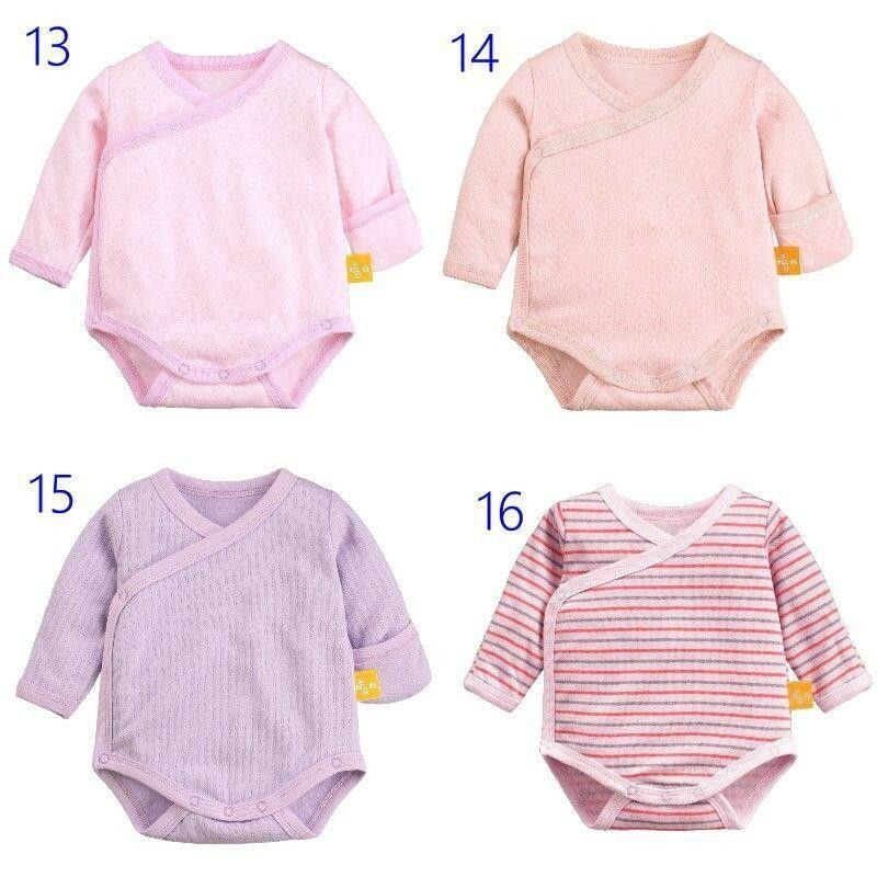 5折出清~台灣現貨 點點條紋秋冬包屁衣 側開包屁衣 包手包屁衣 長袖包屁衣-細節圖3