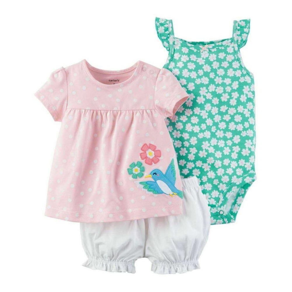 5折出清~台灣現貨 原單小女孩三件套,背心包屁衣+短袖+燈籠褲6m/9m/12m/18m/24m-細節圖5