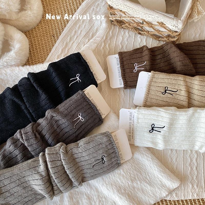 台灣現貨 女童刺繡襪套 堆堆襪套 泡泡襪套 毛線針織襪套 韓版秋冬保暖襪套-細節圖4