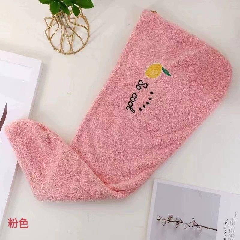 台灣現貨 刺繡小圖雙層珊瑚絨乾髮帽 擦頭巾，5色可選-細節圖5