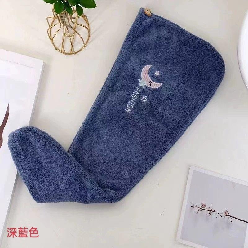 台灣現貨 刺繡小圖雙層珊瑚絨乾髮帽 擦頭巾，5色可選-細節圖7