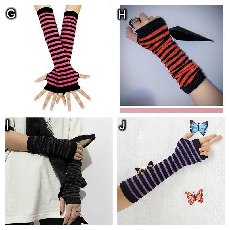 台灣現貨 忍者穿指袖套 條紋袖套 ins長款袖套 cosplay袖套-細節圖4