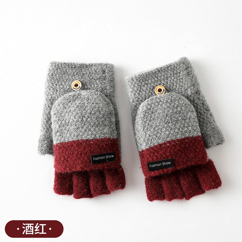 台灣現貨 秋冬百搭女手套 半指手套 翻蓋手套 保暖手套 多色可選-規格圖7