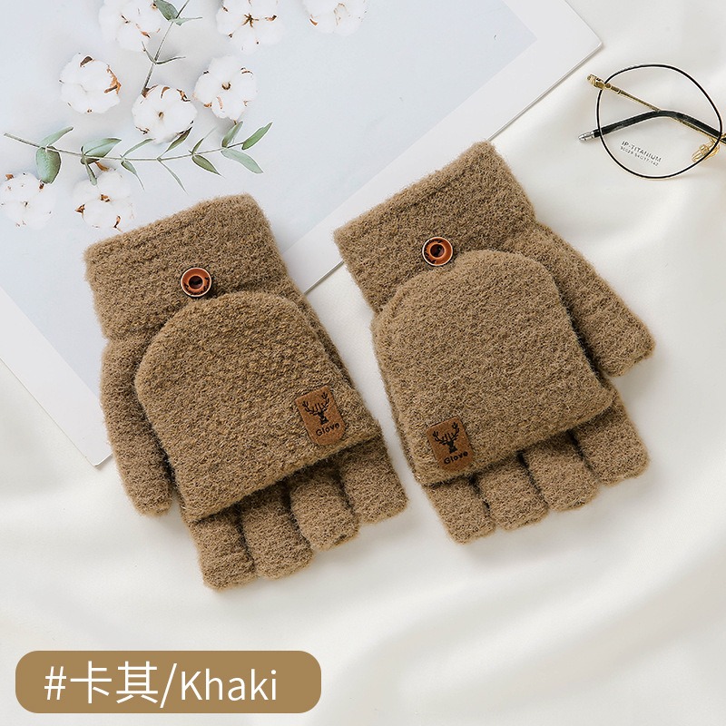 台灣現貨 秋冬百搭女手套 半指手套 翻蓋手套 保暖手套 多色可選-規格圖7