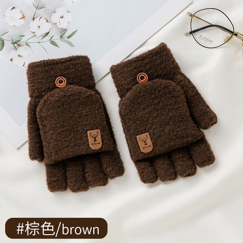 台灣現貨 秋冬百搭女手套 半指手套 翻蓋手套 保暖手套 多色可選-規格圖7