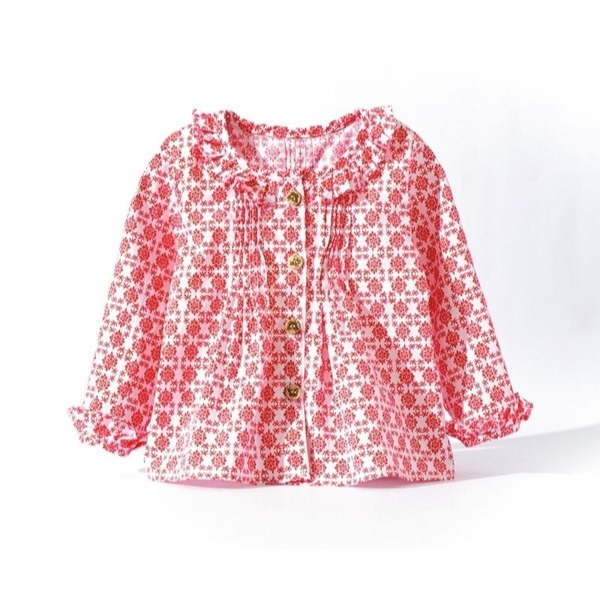 (衣福17)幾何抓皺淑女款前開上衣100