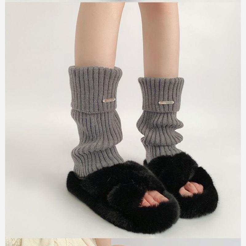 台灣現貨 針織撞色女襪套 鐵飾襪套 保暖襪套 針織襪套-細節圖9