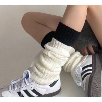 台灣現貨 針織撞色女襪套 鐵飾襪套 保暖襪套 針織襪套-細節圖7