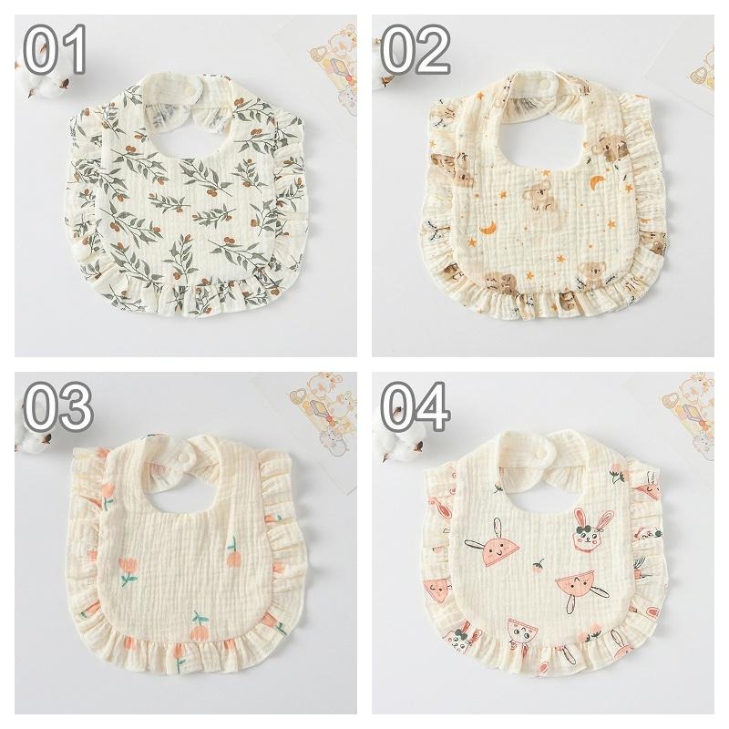 商檢合格 純棉花邊圍兜 ins寶寶口水巾 紗布花邊圍嘴-細節圖3