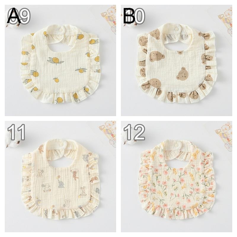 商檢合格 純棉花邊圍兜 ins寶寶口水巾 紗布花邊圍嘴-細節圖5