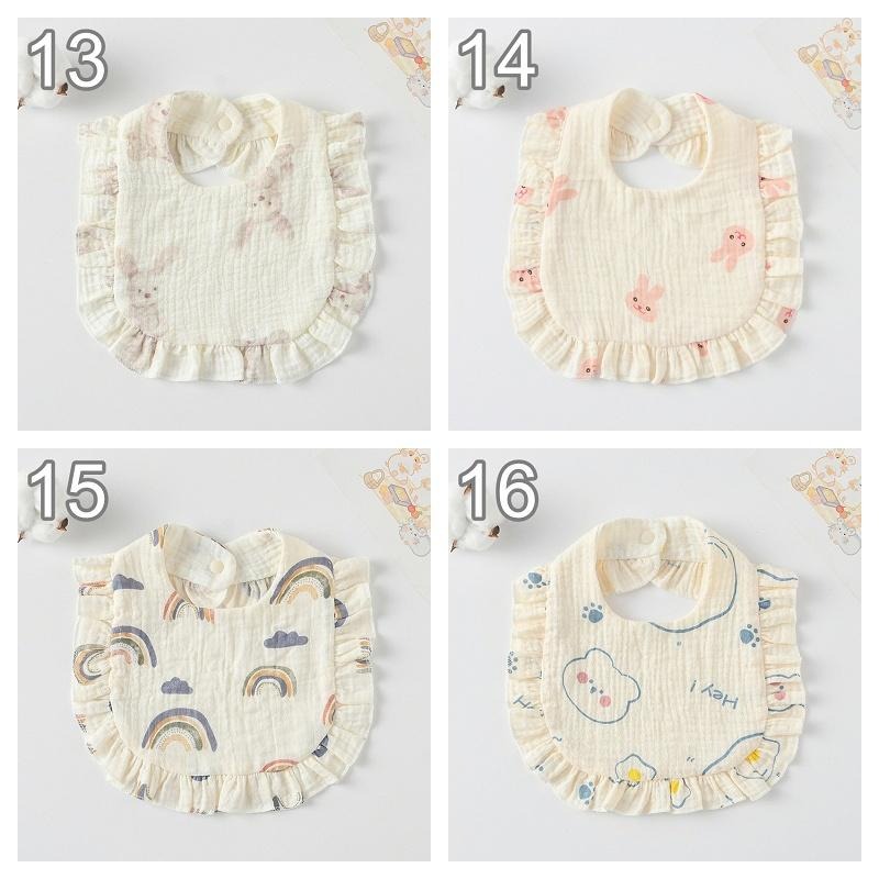 商檢合格 純棉花邊圍兜 ins寶寶口水巾 紗布花邊圍嘴-細節圖6