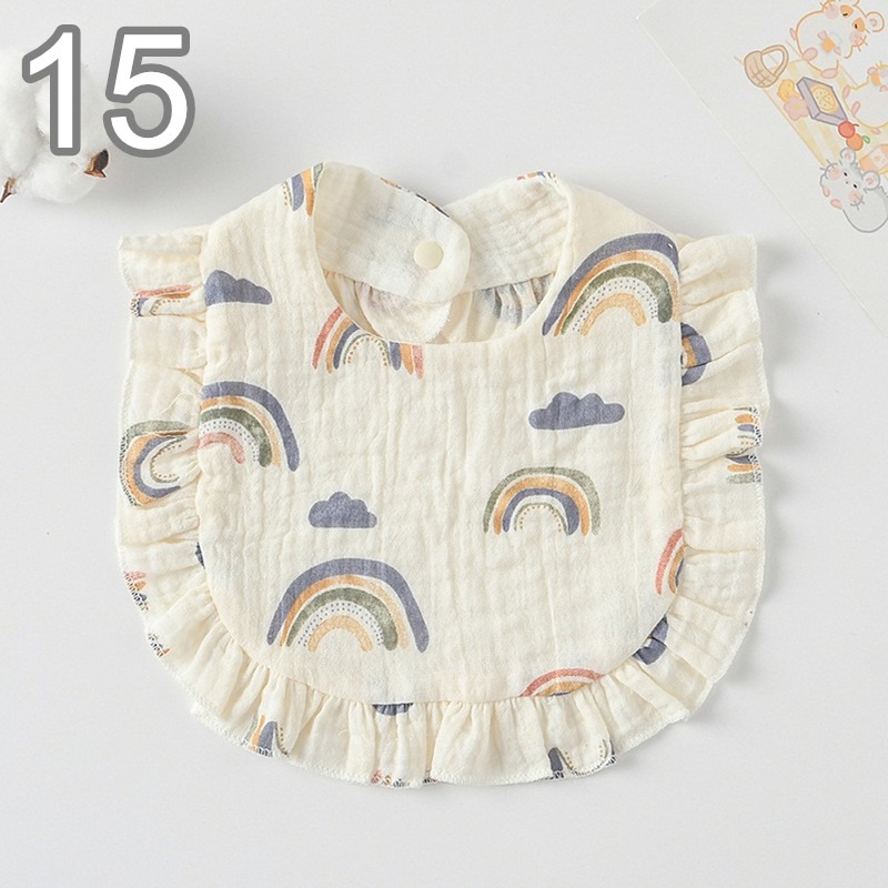 商檢合格 純棉花邊圍兜 ins寶寶口水巾 紗布花邊圍嘴-規格圖7