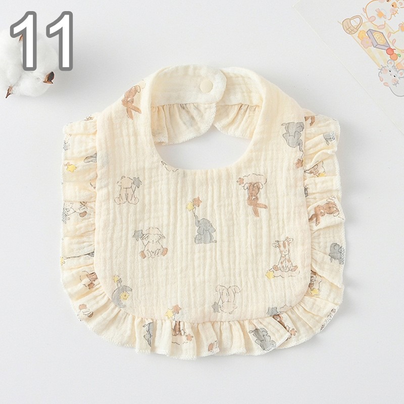 商檢合格 純棉花邊圍兜 ins寶寶口水巾 紗布花邊圍嘴-規格圖7