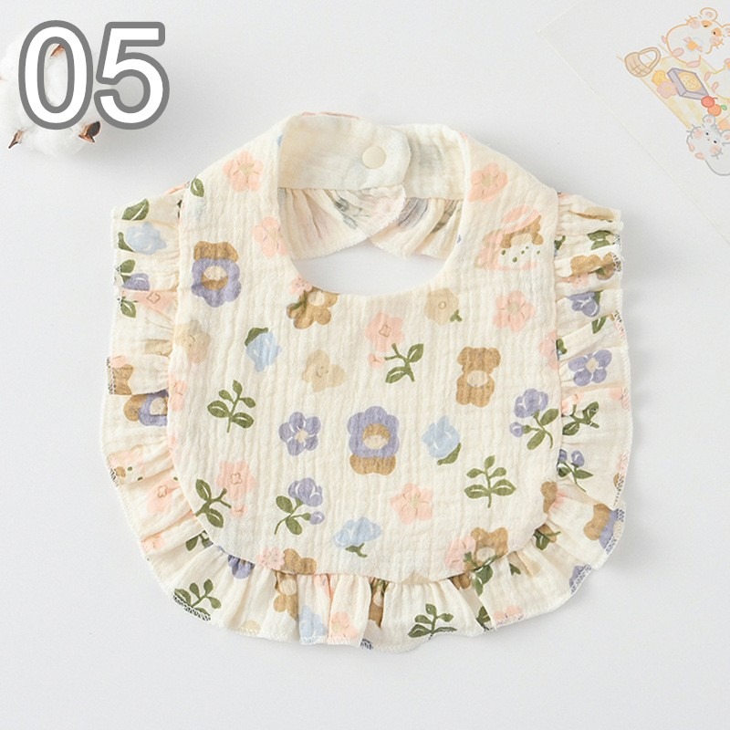 商檢合格 純棉花邊圍兜 ins寶寶口水巾 紗布花邊圍嘴-規格圖7