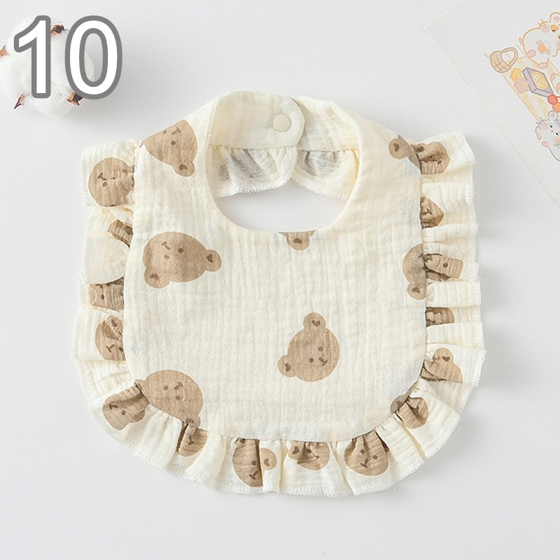 商檢合格 純棉花邊圍兜 ins寶寶口水巾 紗布花邊圍嘴-規格圖7