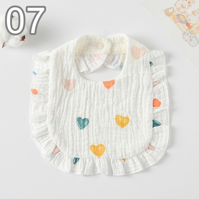 商檢合格 純棉花邊圍兜 ins寶寶口水巾 紗布花邊圍嘴-規格圖7