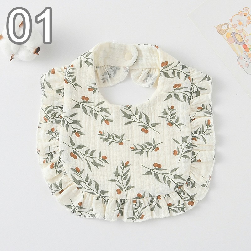 商檢合格 純棉花邊圍兜 ins寶寶口水巾 紗布花邊圍嘴-規格圖7