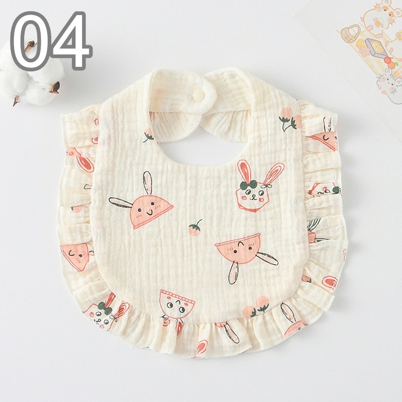 商檢合格 純棉花邊圍兜 ins寶寶口水巾 紗布花邊圍嘴-規格圖7