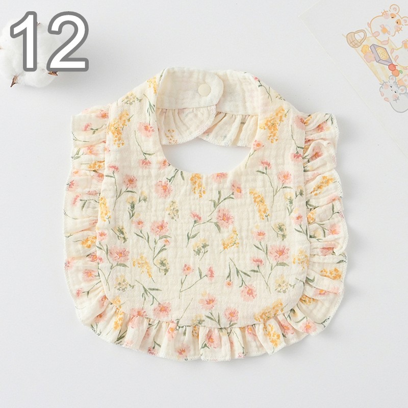 商檢合格 純棉花邊圍兜 ins寶寶口水巾 紗布花邊圍嘴-規格圖7