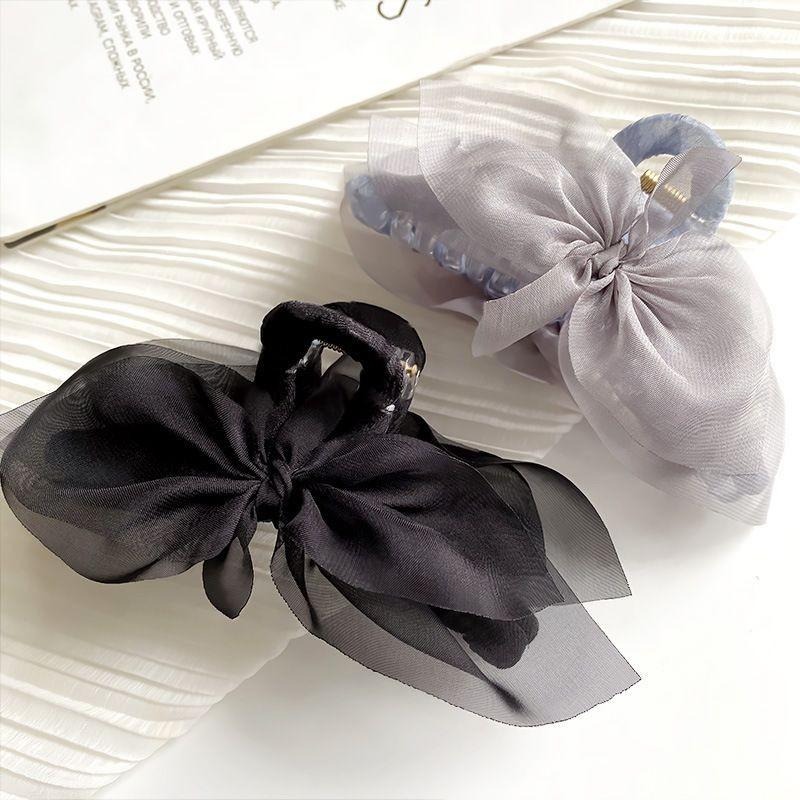 網紗蝴蝶結鯊魚夾 網紗蝴蝶結大抓夾 公主款鯊魚夾 3色可選 FA038-細節圖2