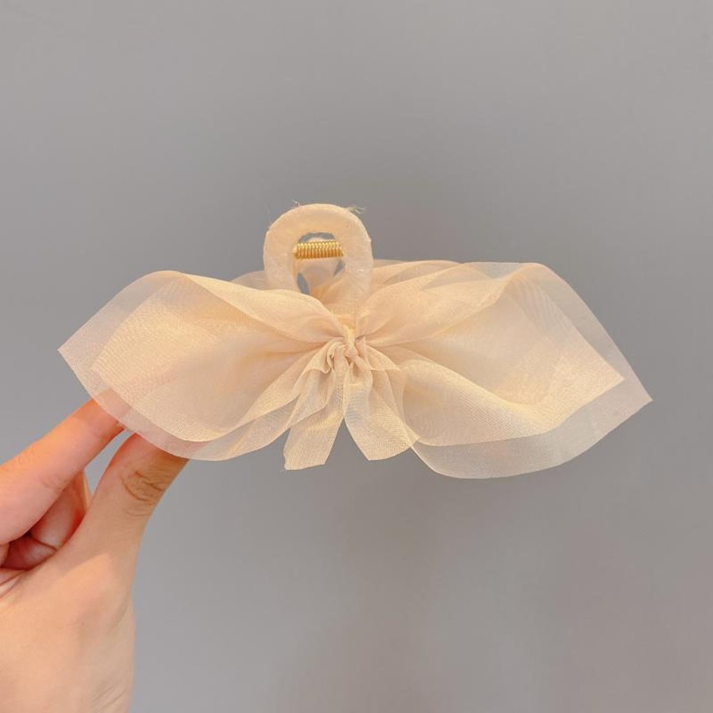 網紗蝴蝶結鯊魚夾 網紗蝴蝶結大抓夾 公主款鯊魚夾 3色可選 FA038-規格圖7