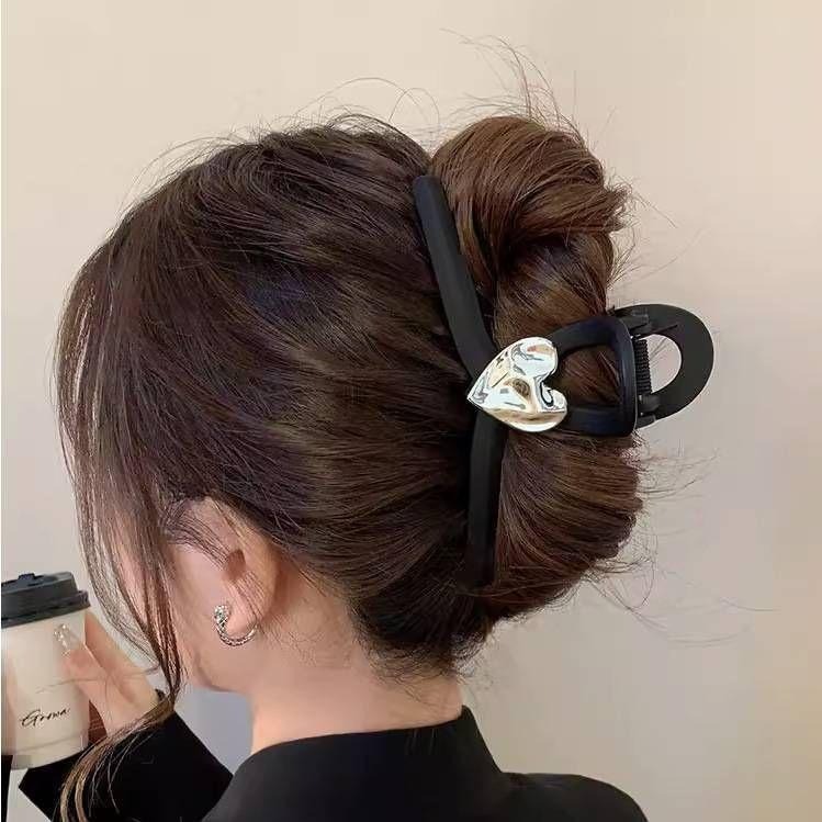 台灣現貨 FA007黑色磨砂愛心大抓夾 鯊魚抓夾-細節圖6