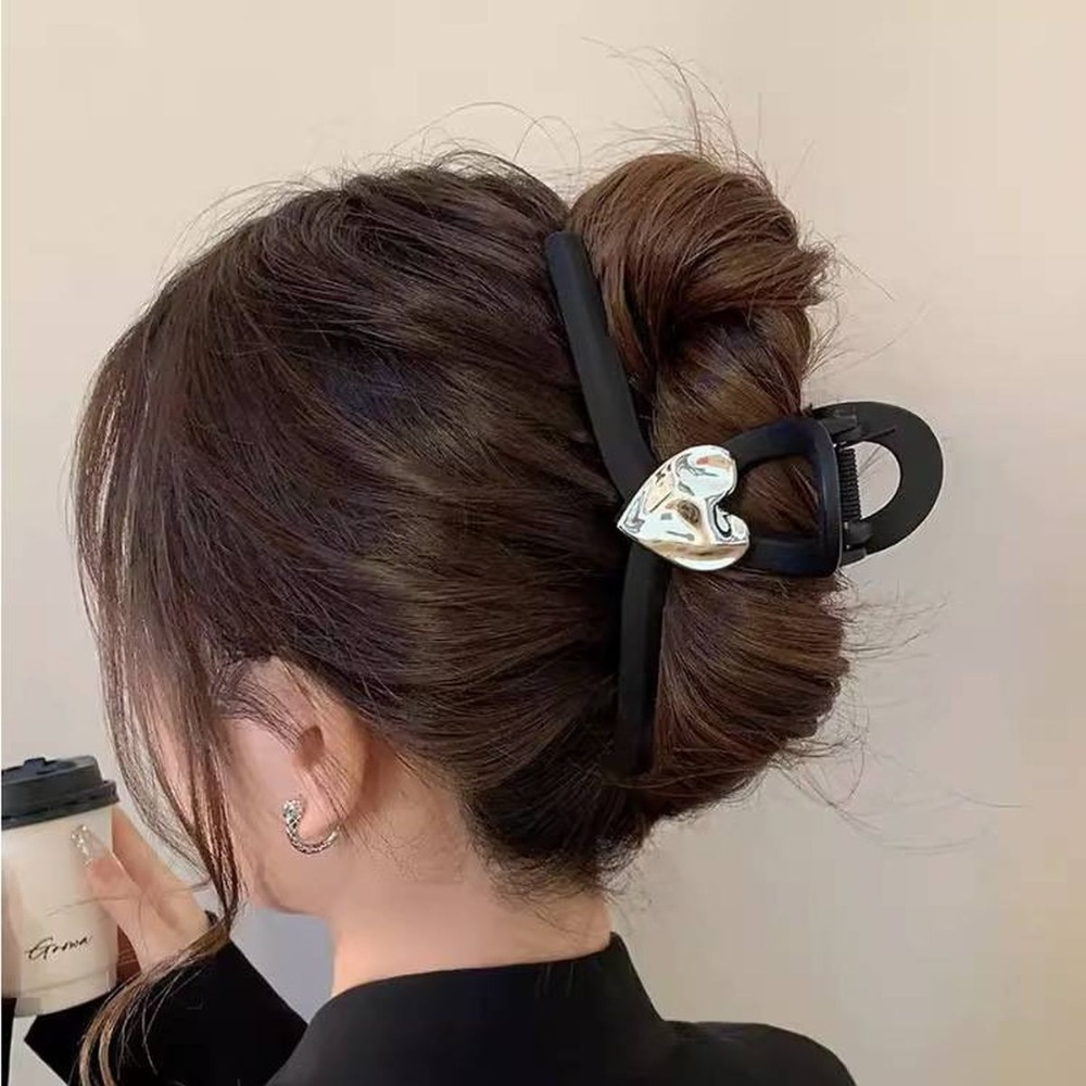 台灣現貨 FA007黑色磨砂愛心大抓夾 鯊魚抓夾-規格圖7