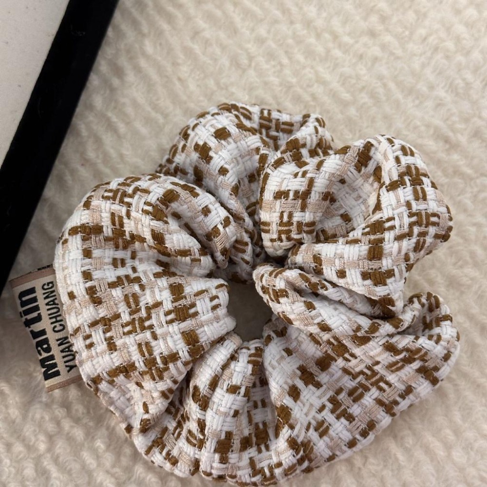 台灣現貨 FA004韓版復古小香風羊絨混彩大腸髮圈-細節圖3