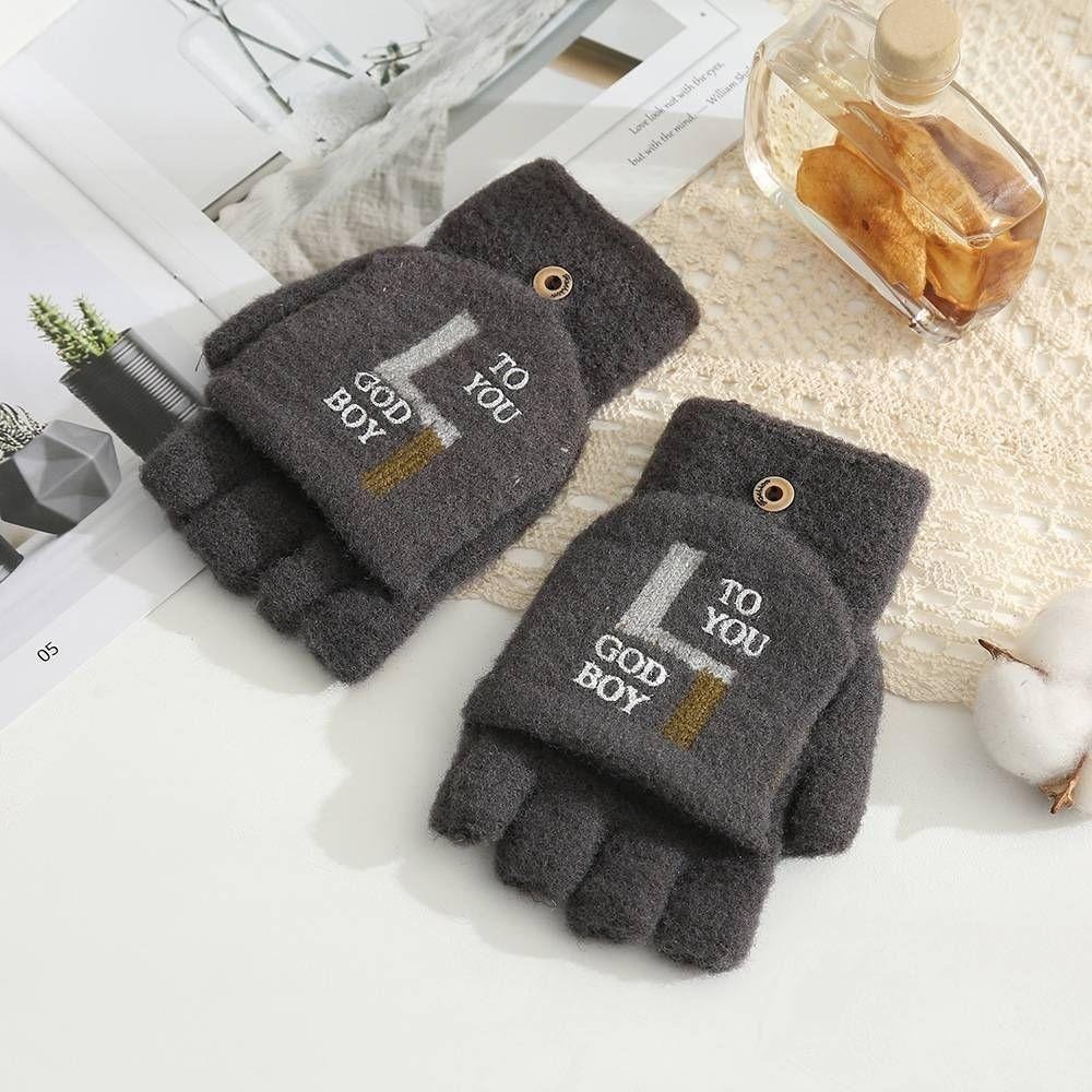 台灣現貨 雙色ㄣ半指手套 翻蓋手套 保暖手套-細節圖6