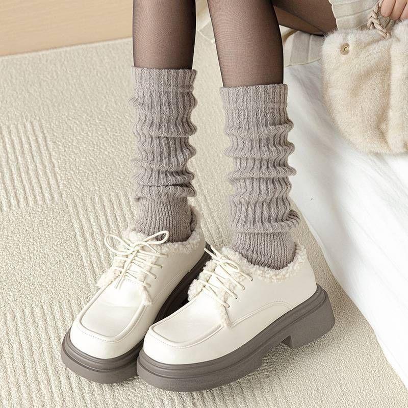 台灣現貨 女大人堆堆襪套 厚毛線小腿襪 保暖襪 半腳襪-細節圖3