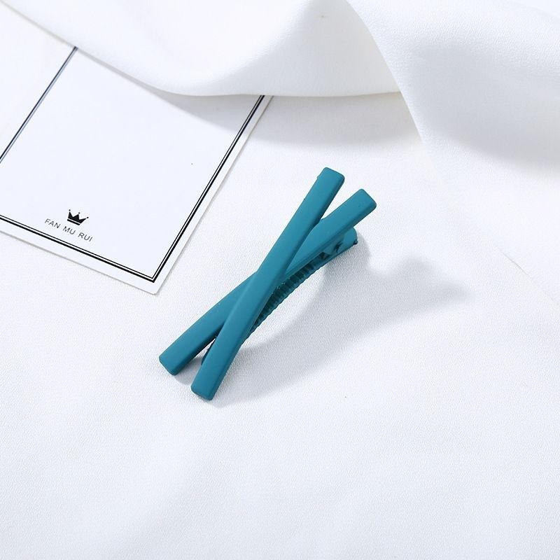 網紅瀏海夾 糖果色交叉邊夾 韓風一字夾 磨砂髮夾 台灣現貨供應 FA050-細節圖7