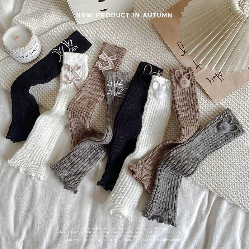 蝴蝶結襪套 毛絨球球襪套 造型襪套 保暖襪套 秋冬襪套 WA023-細節圖2