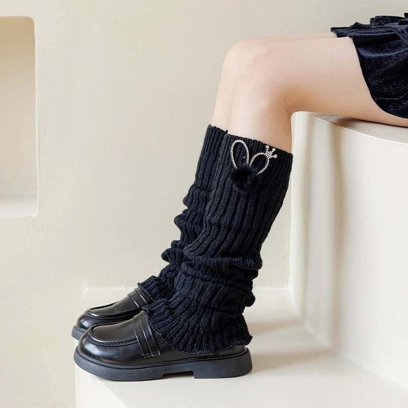 蝴蝶結襪套 毛絨球球襪套 造型襪套 保暖襪套 秋冬襪套 WA023-細節圖6