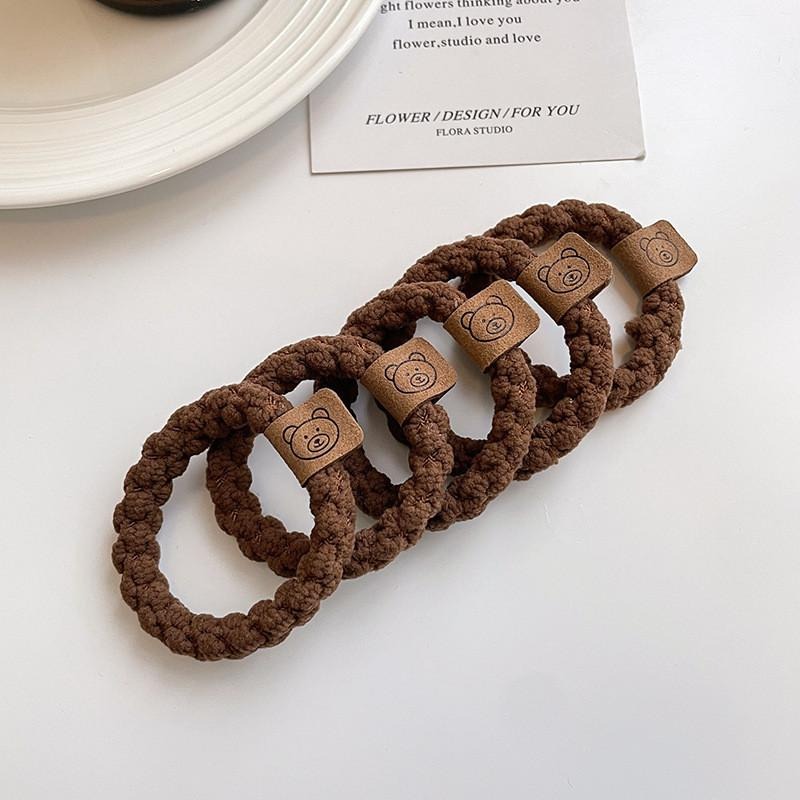 可愛小熊髮圈 加粗款髮圈 編織髮圈 高彈力髮圈 耐拉髮圈-細節圖7