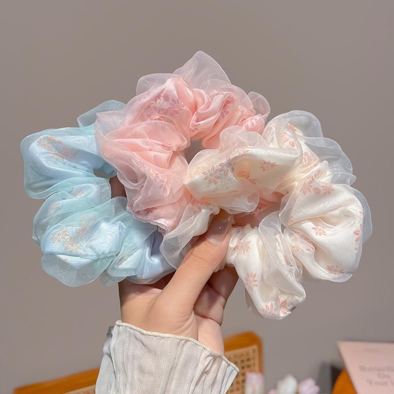 玫瑰花網紗大腸髮圈 蕾絲髮圈 刺繡花髮圈 FA032-細節圖4